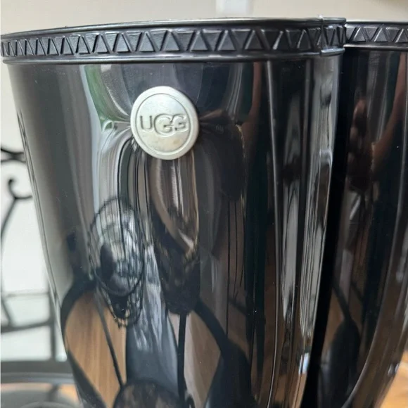 UGG rain boots.  Size 9. Tall Black shiny style - Picture 7 of 10